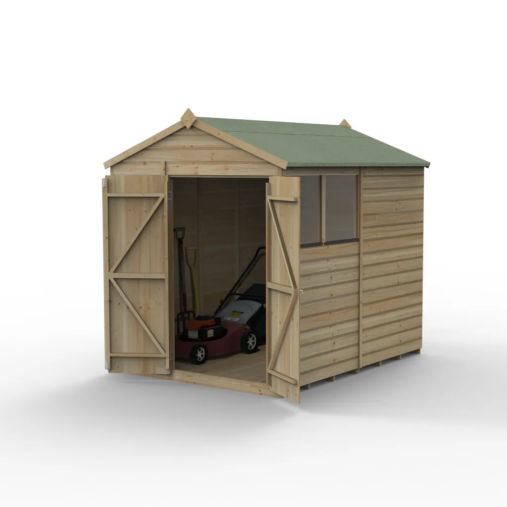 Forest Garden Beckwood 6x8 Apex Shed with 2 Windows and Double Door