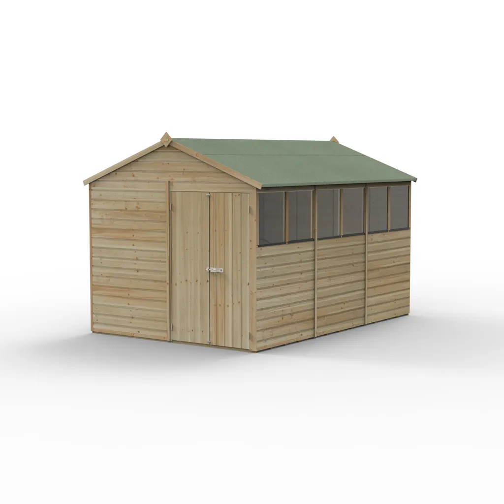 Forest Garden Beckwood 8x12 Apex Shed with 6 Windows and Double Door