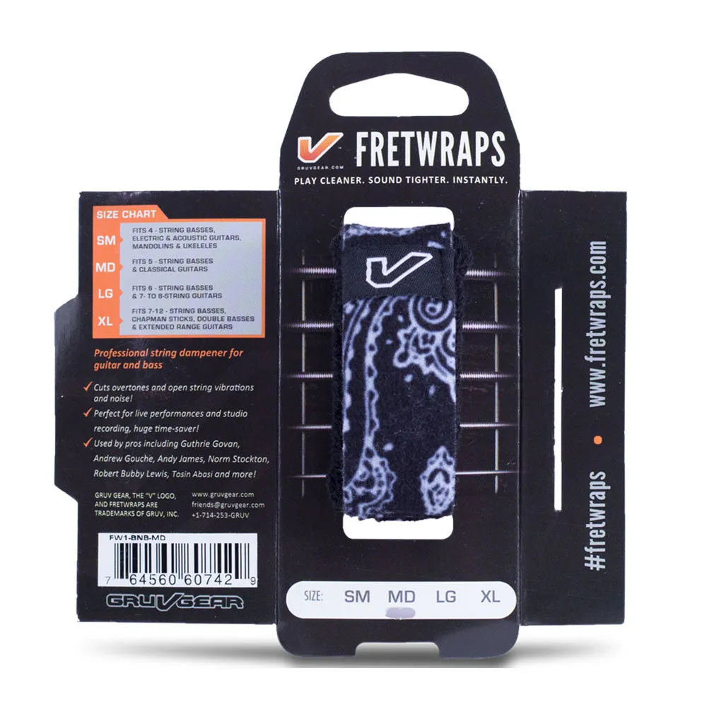 Fretwraps - 1 Pack - Black Bandana SM