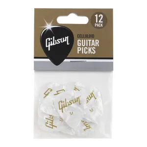 Gibson Pearloid White Picks 12 Pack Medium