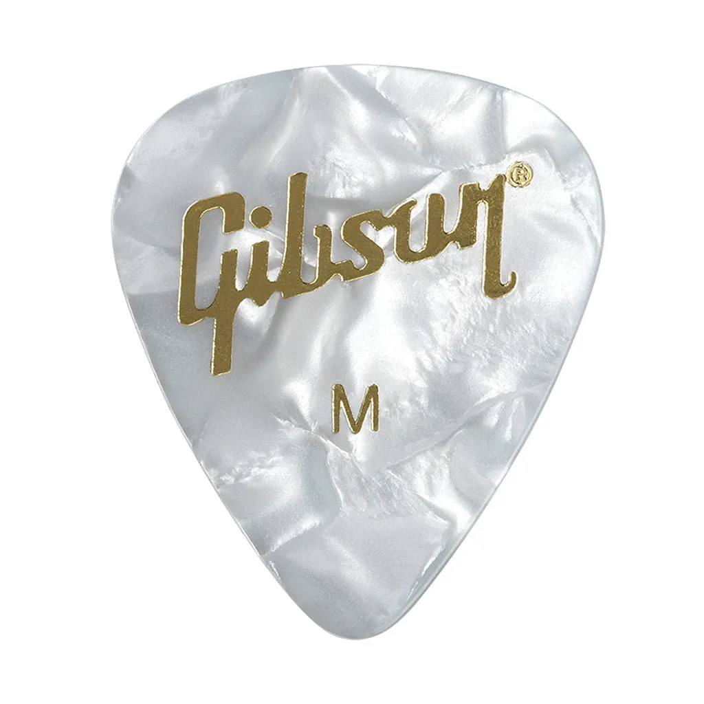 Gibson Pearloid White Picks 12 Pack Medium