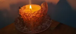 HAMDMADE AMETHYST/AGATE CANDLE HOLDER