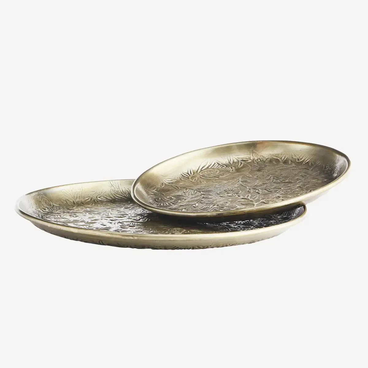Hand Hammered Aluminium Tray - Antique Brass Large