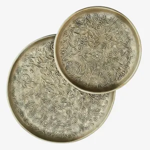 Hand Hammered Aluminium Tray - Antique Brass Large