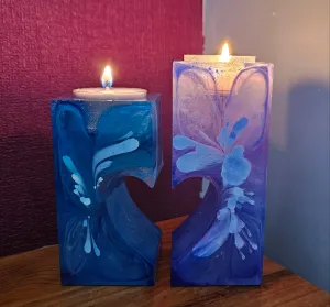 HANDMADE HEART SET OF 2 TEA LIGHT CANDLE HOLDER