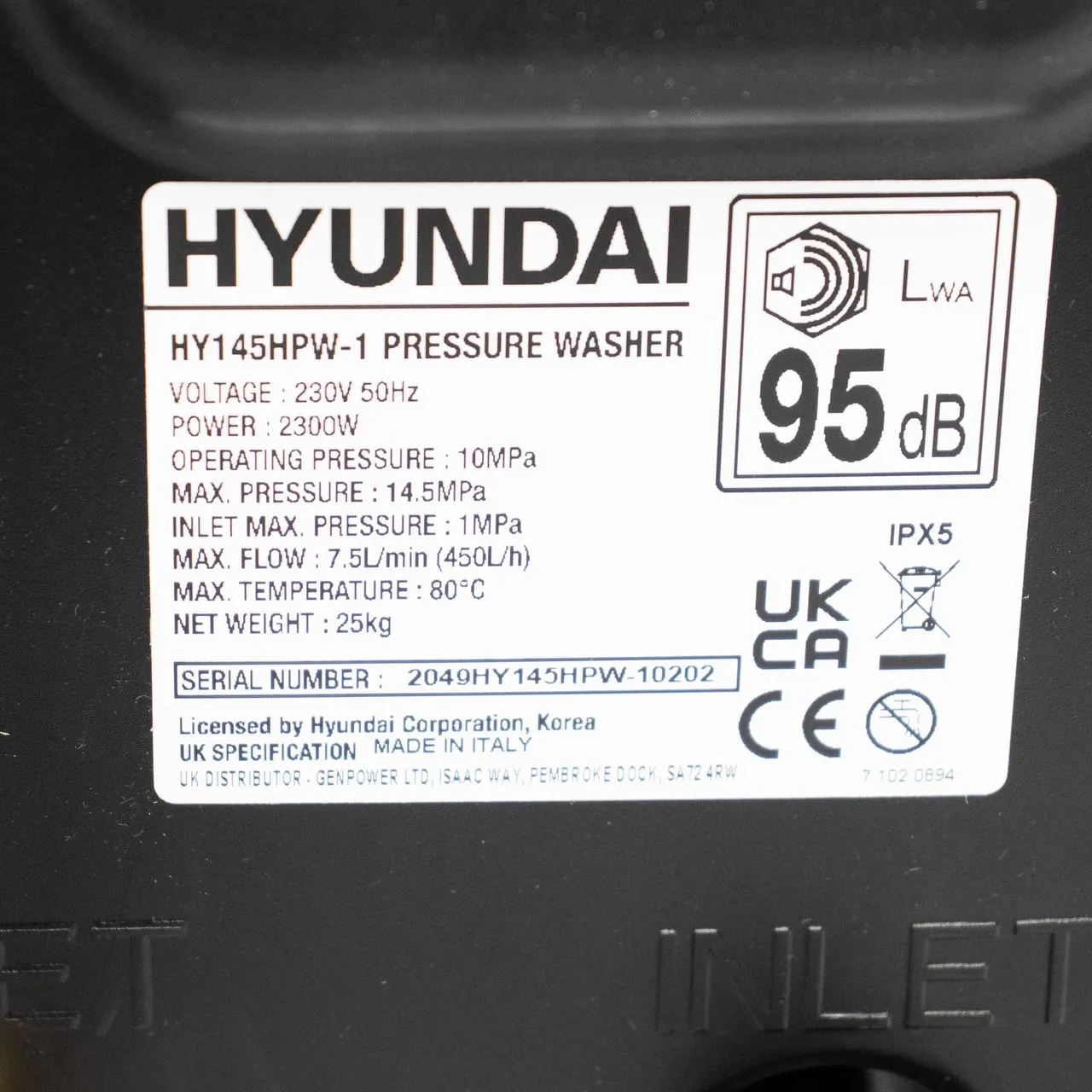 Hyundai HY145HPW-1 2100psi Power Jet Washer