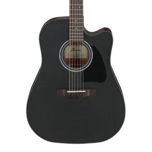 Ibanez AW247CEWKH Electro Acoustic Guitar Weathered Black Open Pore Top, Open Pore Natural Back and Sides