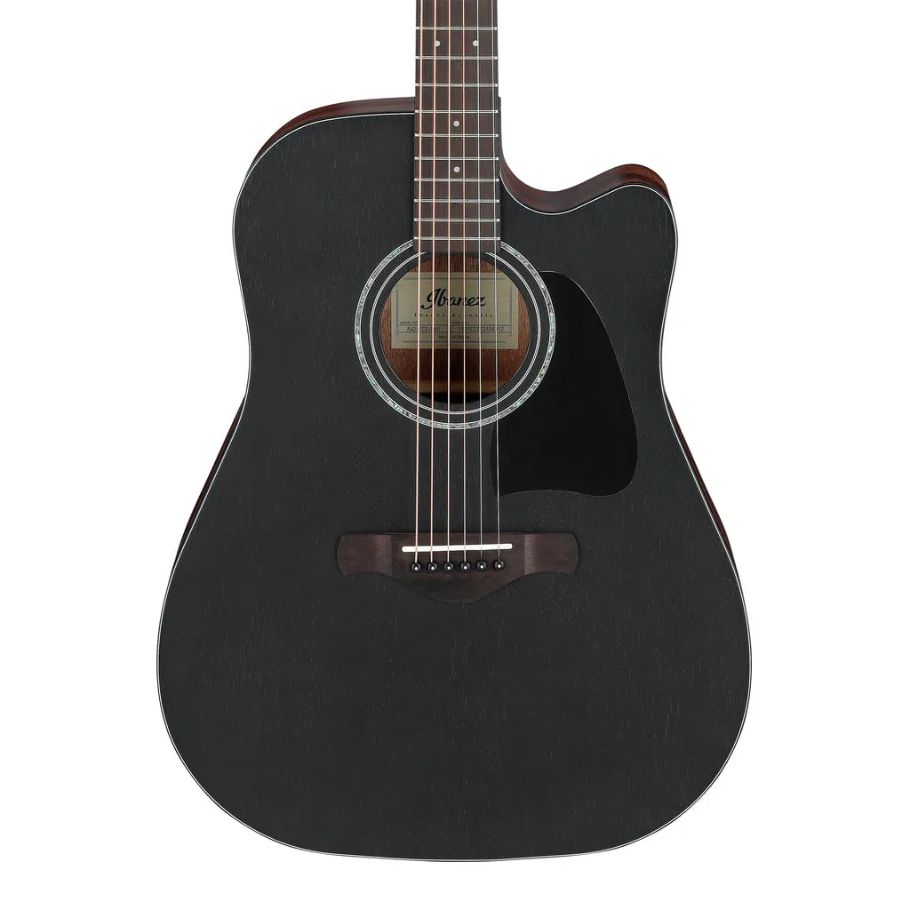 Ibanez AW247CEWKH Electro Acoustic Guitar Weathered Black Open Pore Top, Open Pore Natural Back and Sides
