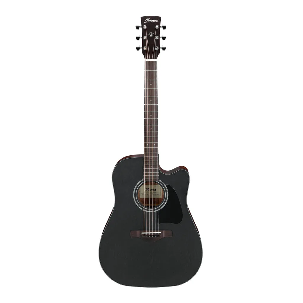 Ibanez AW247CEWKH Electro Acoustic Guitar Weathered Black Open Pore Top, Open Pore Natural Back and Sides