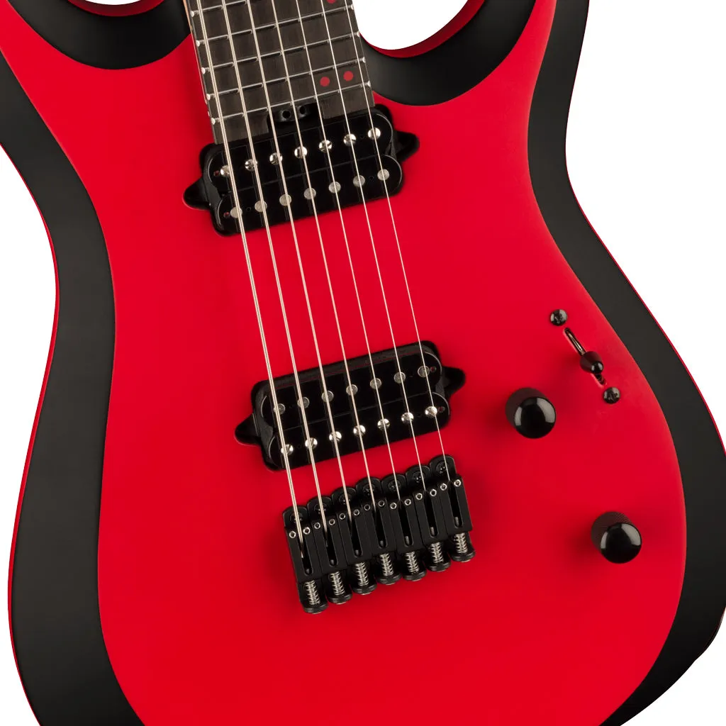 Jackson Pro Plus Series DK Modern MDK7 HT, Ebony Fingerboard, Satin Red with Black bevels