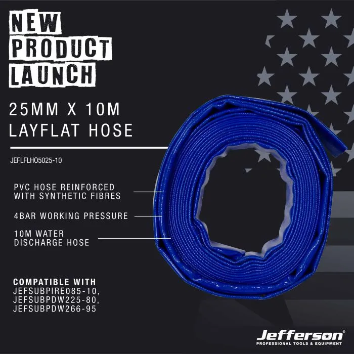 Jefferson Industrial 25mm x 10m Layflat Hose