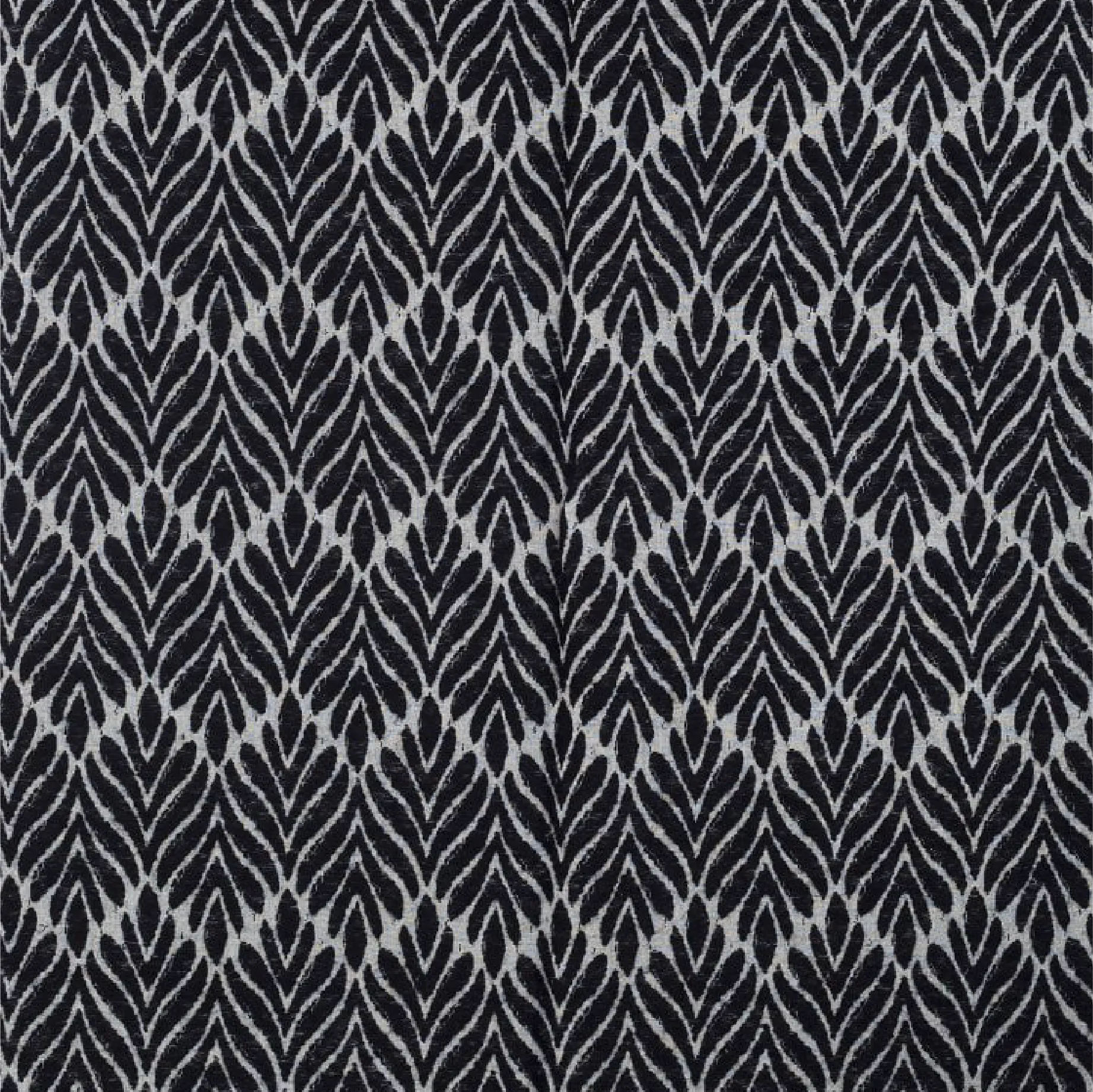 Leaf Print Scarf with Fringe | Black & White