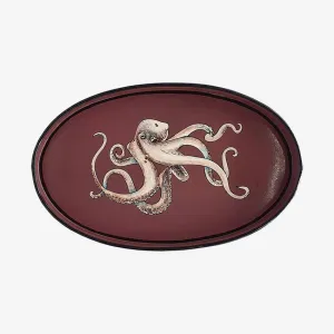 Les Ottomans | Fauna Handpainted Iron Oval Tray - Octopus