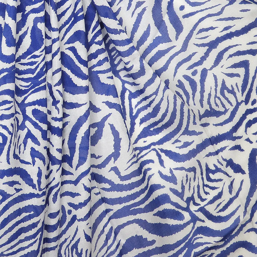 Lightweight Zebra Print Scarf | Blue & White