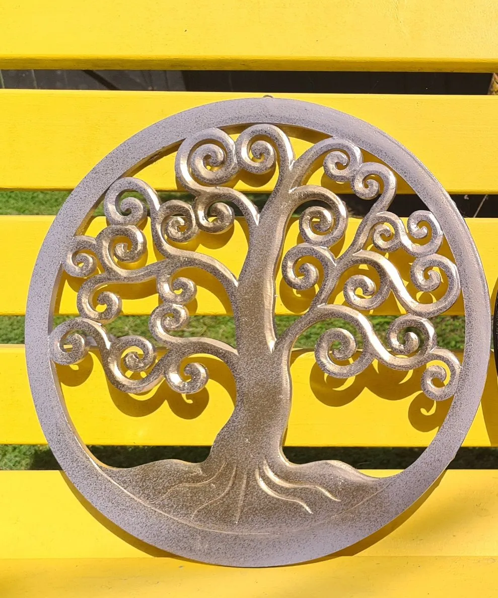 LILAC/GOLD CARVED TREE OF LIFE WALL ART