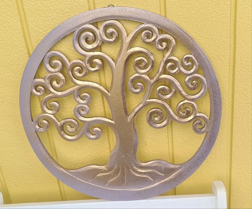 LILAC/GOLD CARVED TREE OF LIFE WALL ART