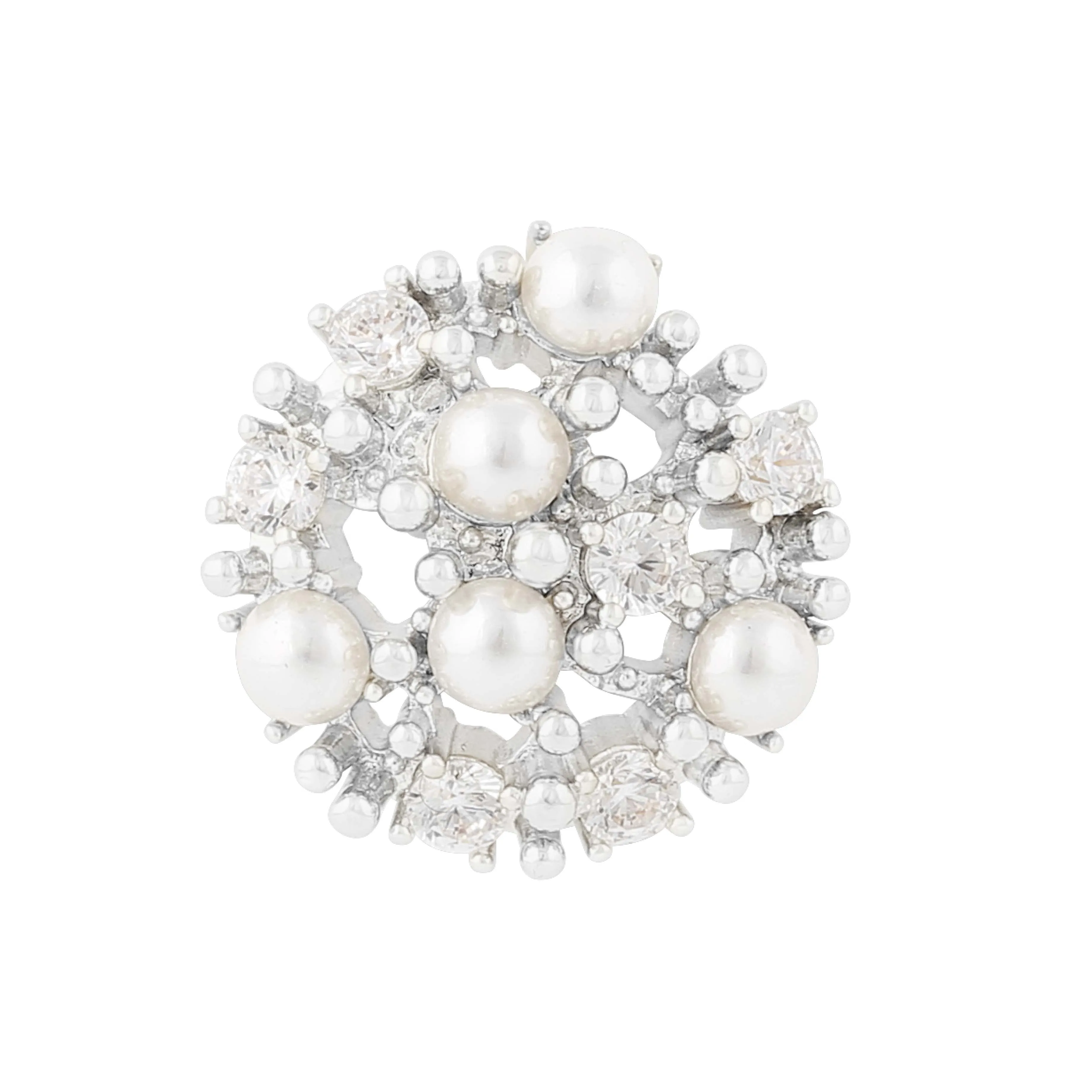 Lucy Glass Pearl Earrings | Silver Plated with Cubic Zirconia