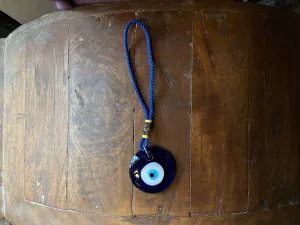 Medium Evil Eye Talisman on Blue Cord