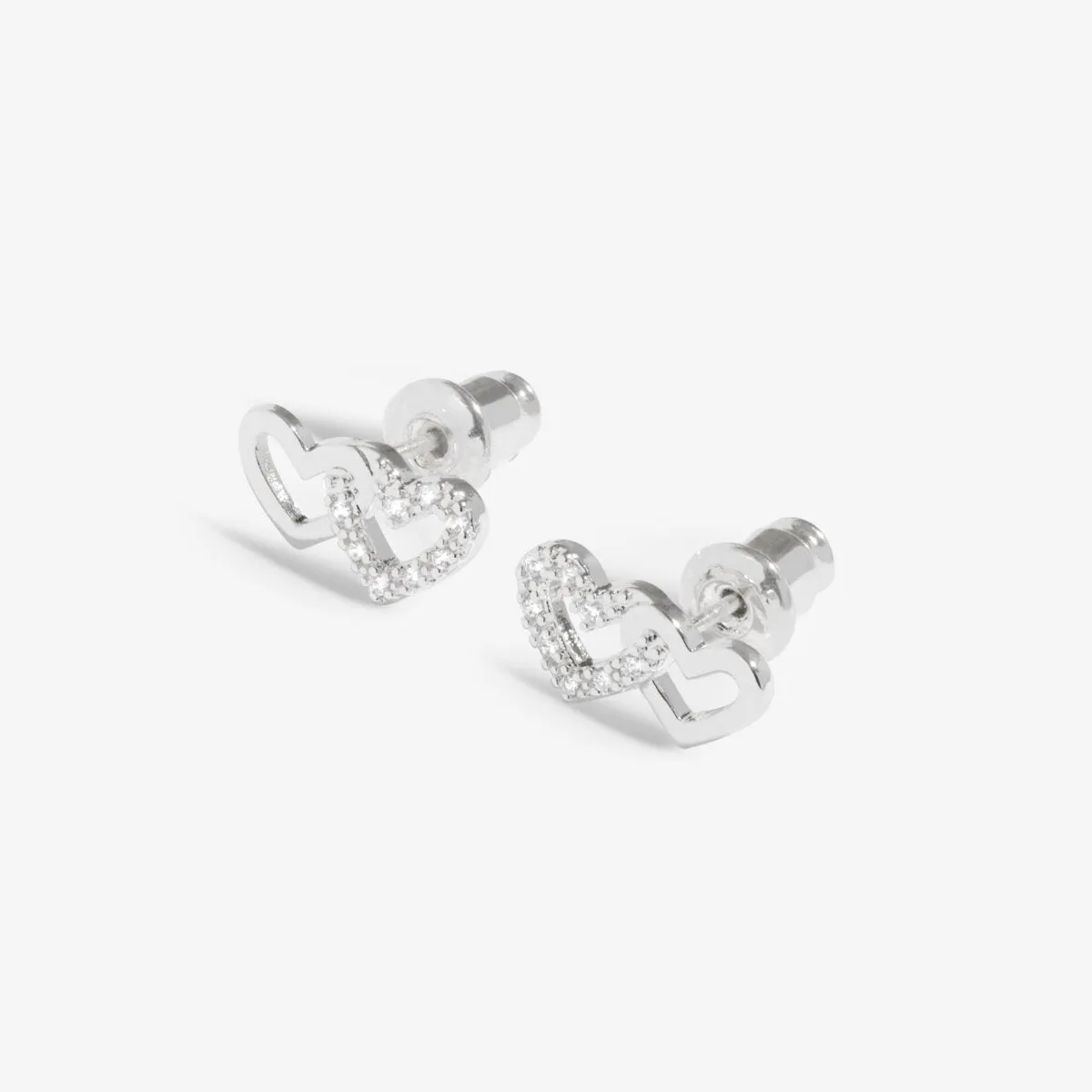 Mini Charms Pav Linked Hearts Earrings | Silver Plated