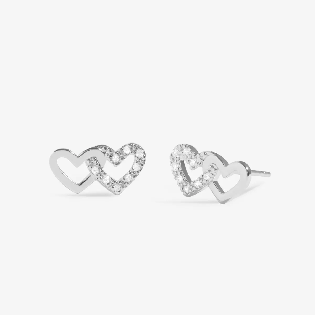 Mini Charms Pav Linked Hearts Earrings | Silver Plated