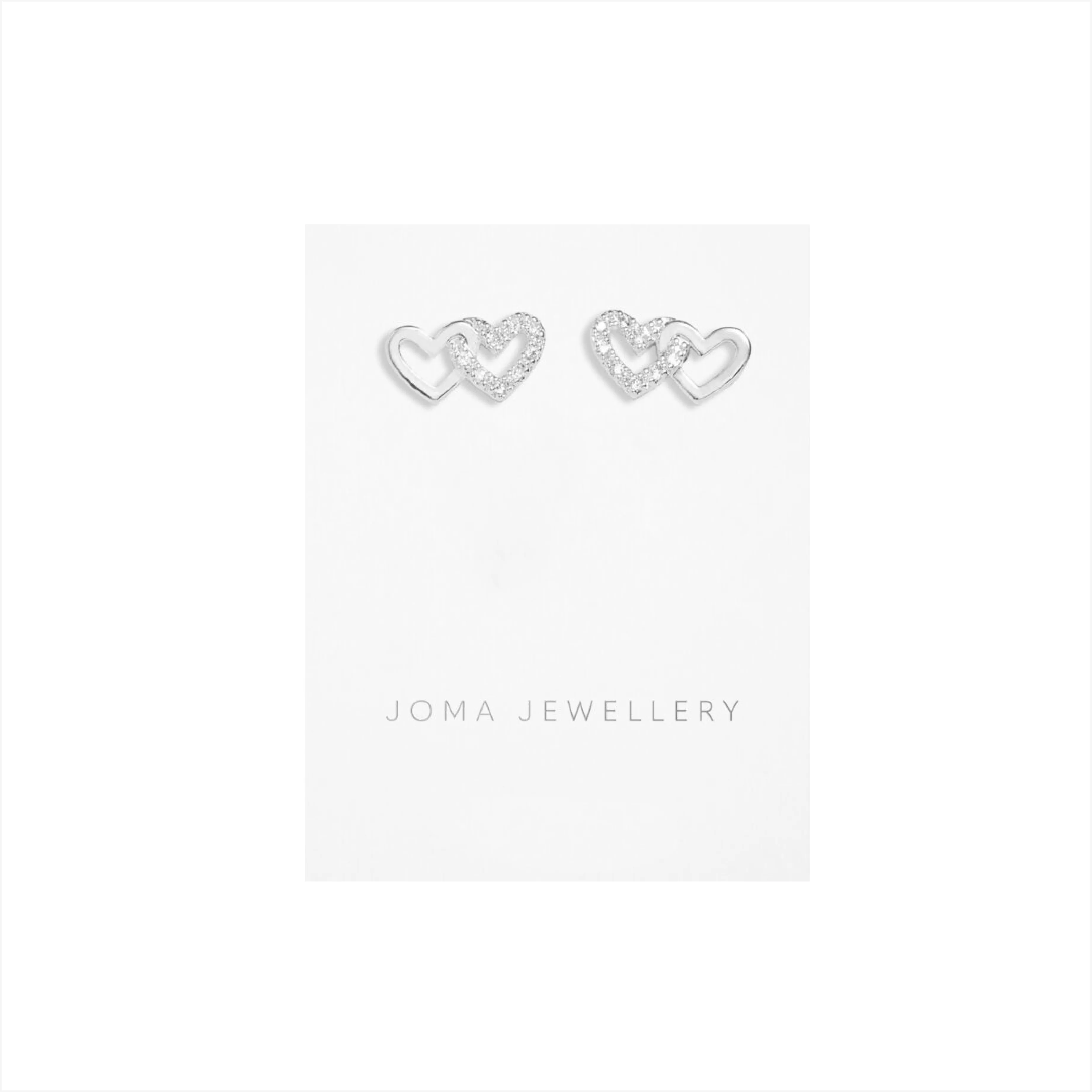 Mini Charms Pav Linked Hearts Earrings | Silver Plated