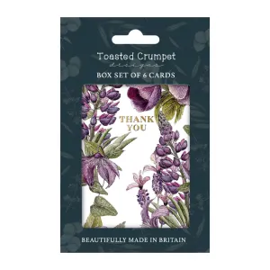 Mulberry Floral 'Thank You' Greeting Cards | White | Set of 6