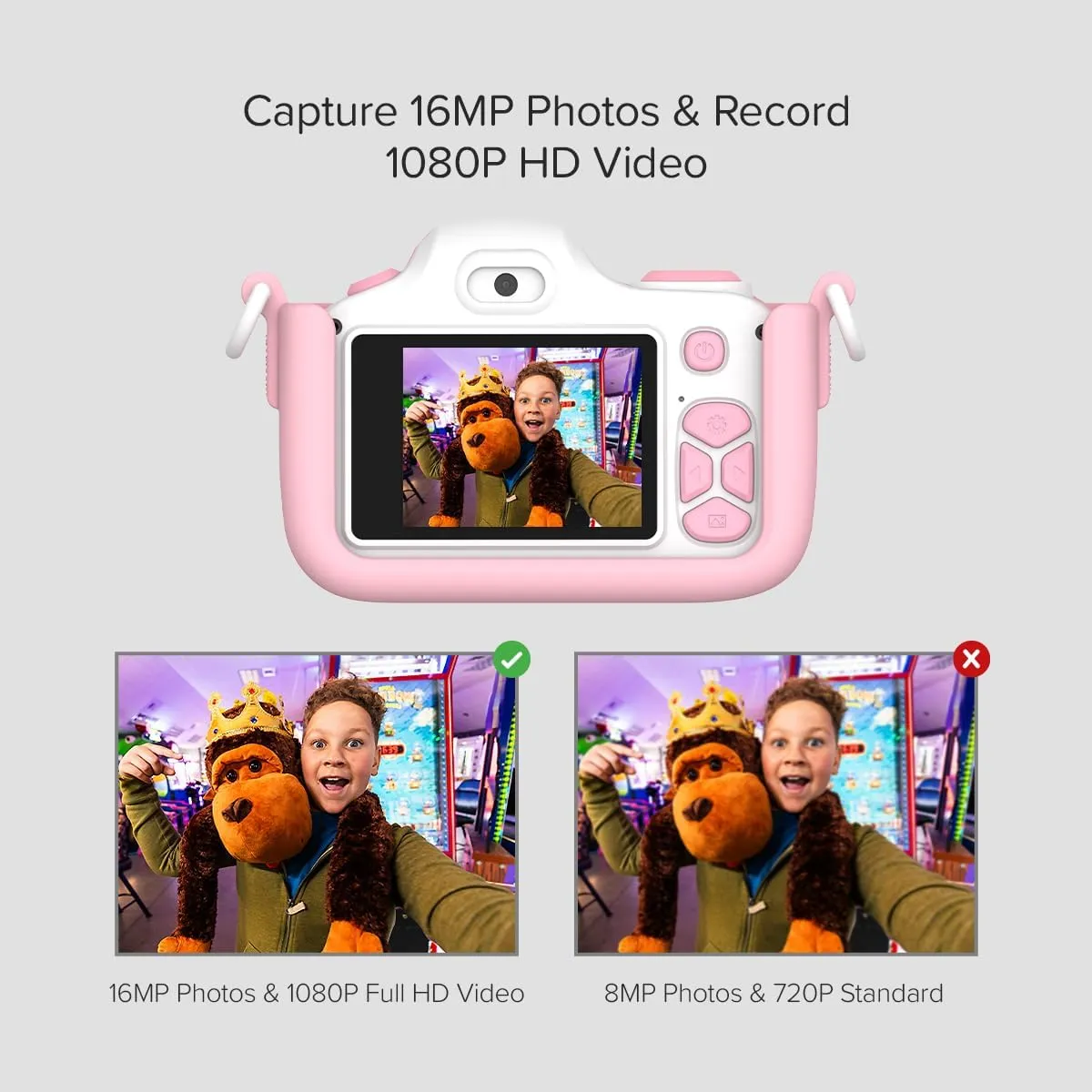myFirst Digital Camera 3 Pink Rubber Kitty Case - 16MP