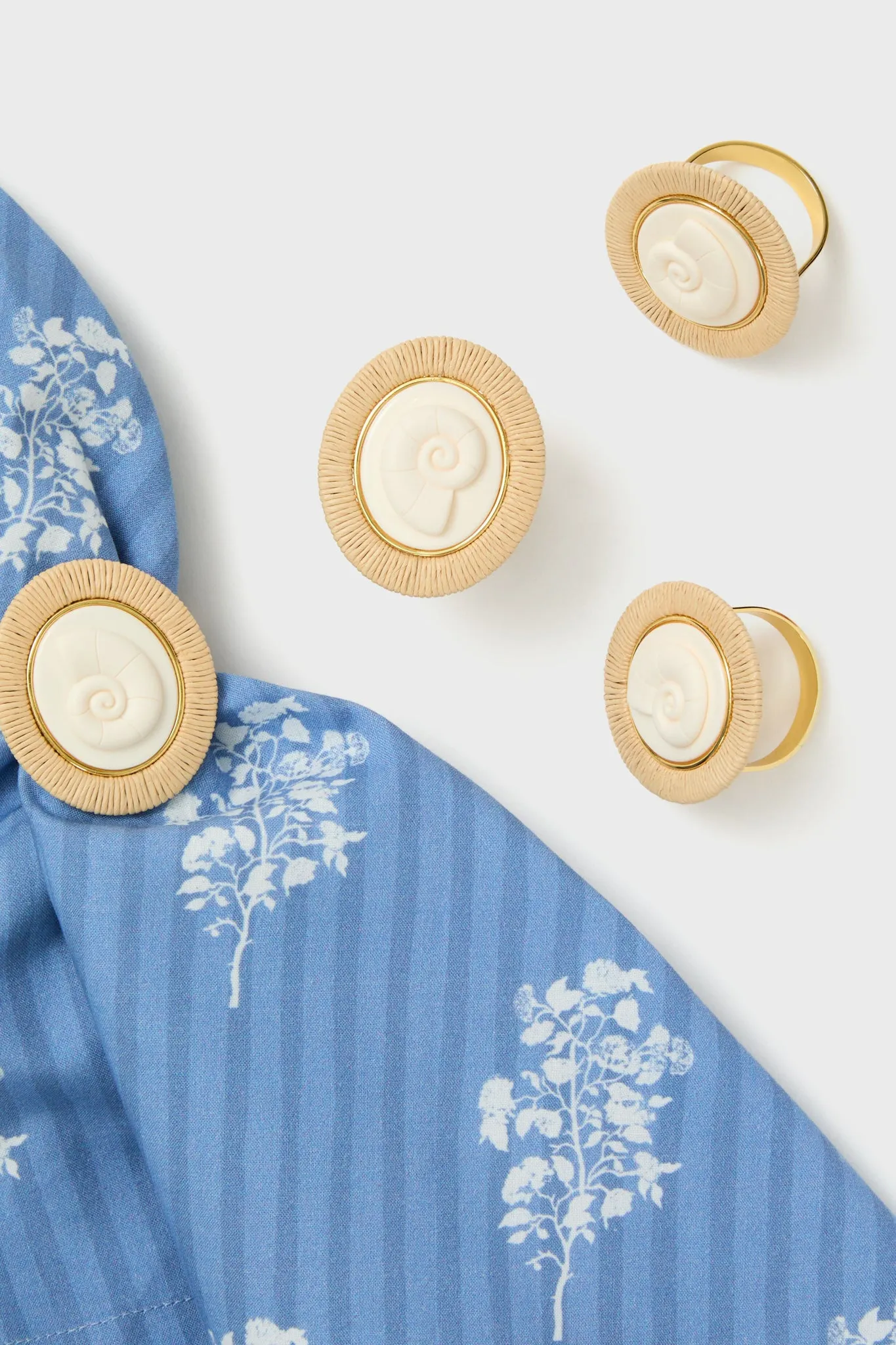 Nautilus Shell Raffia Napkin Rings Set of 4