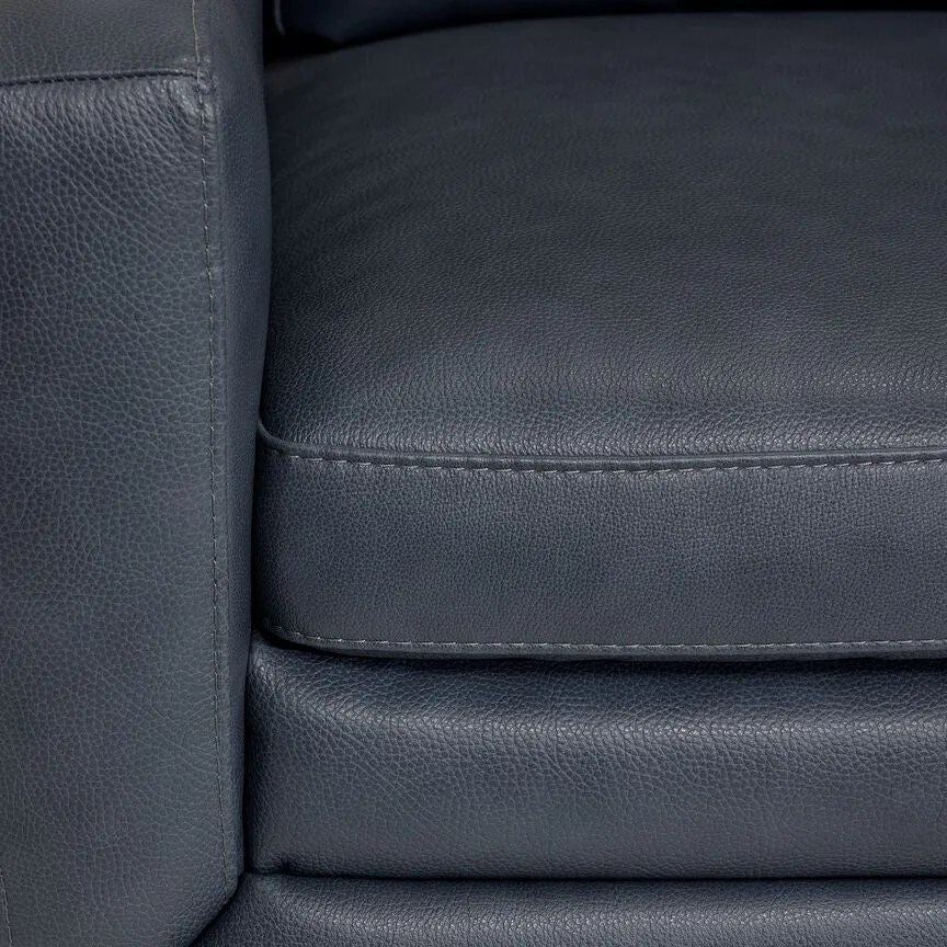 Oscar Leather Sofa and Loveseat Set -Blue