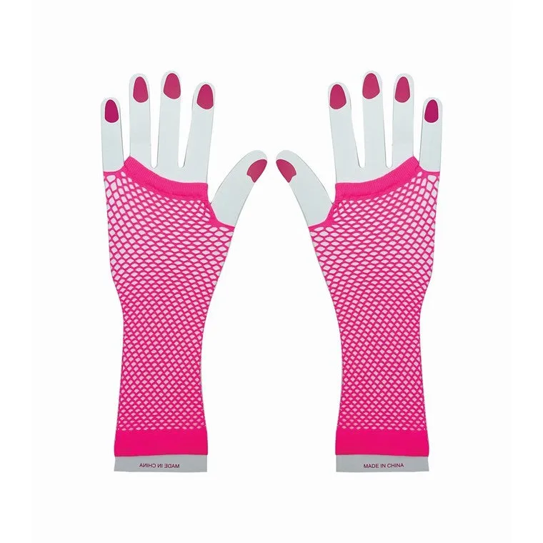 Party Fishnet Gloves, Pink