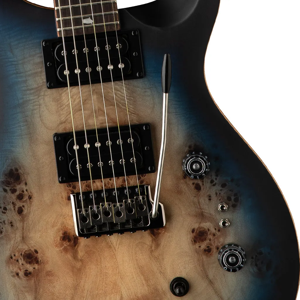 PRS SE Exotic Veneer Limited Edition Custom 24-08 Poplar Burl - Lake Blue Midnight Burst