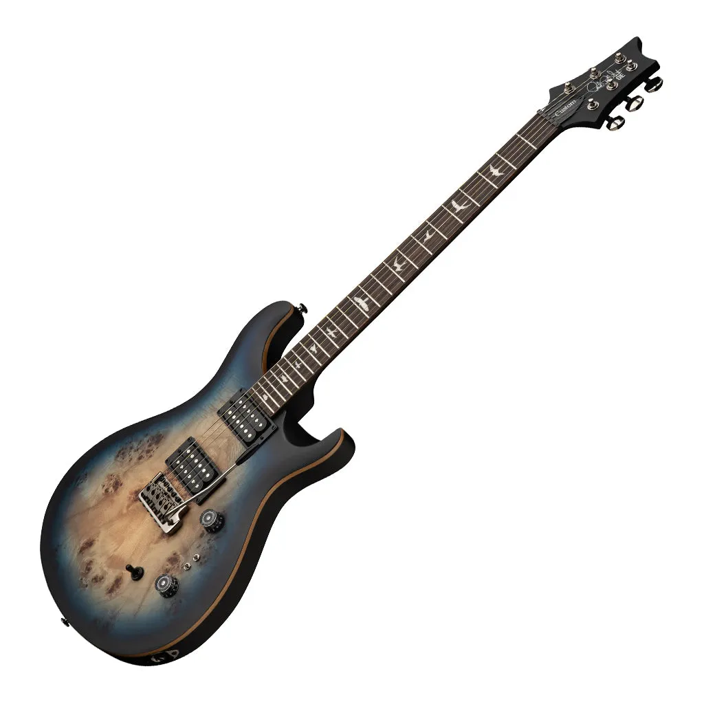 PRS SE Exotic Veneer Limited Edition Custom 24-08 Poplar Burl - Lake Blue Midnight Burst