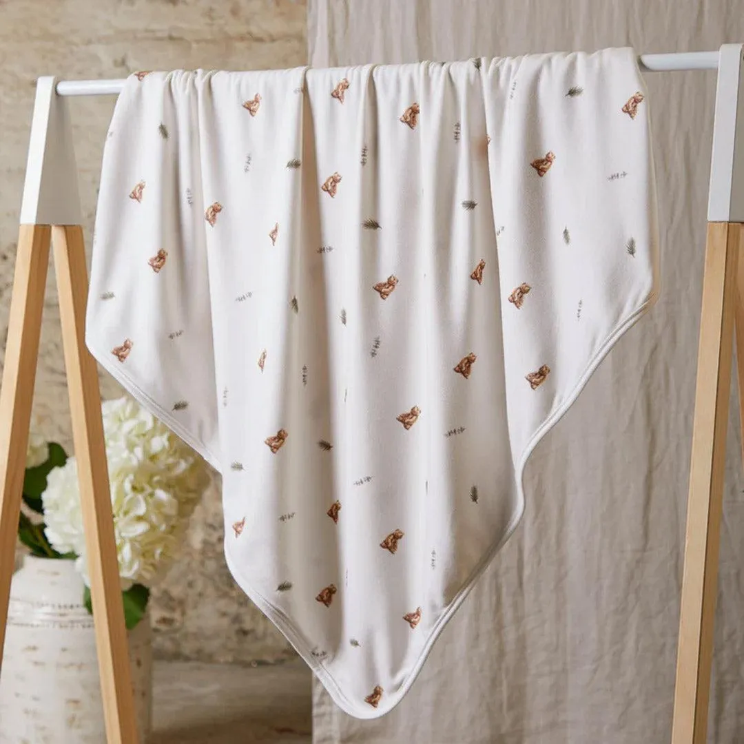 Rosa & Blue Baby Blanket  - Brown Bear