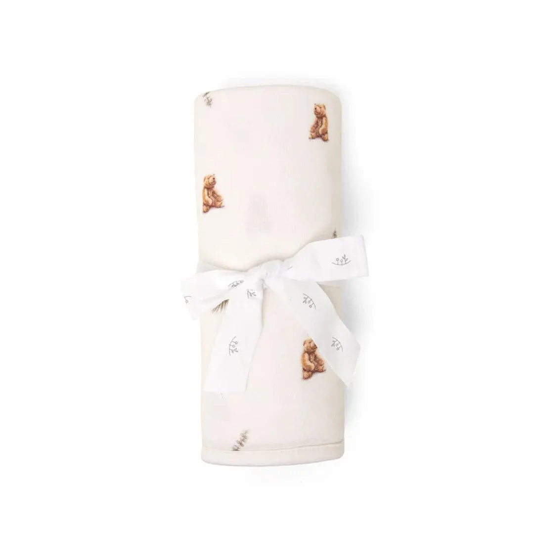 Rosa & Blue Baby Blanket  - Brown Bear