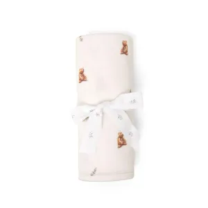 Rosa & Blue Baby Blanket  - Brown Bear