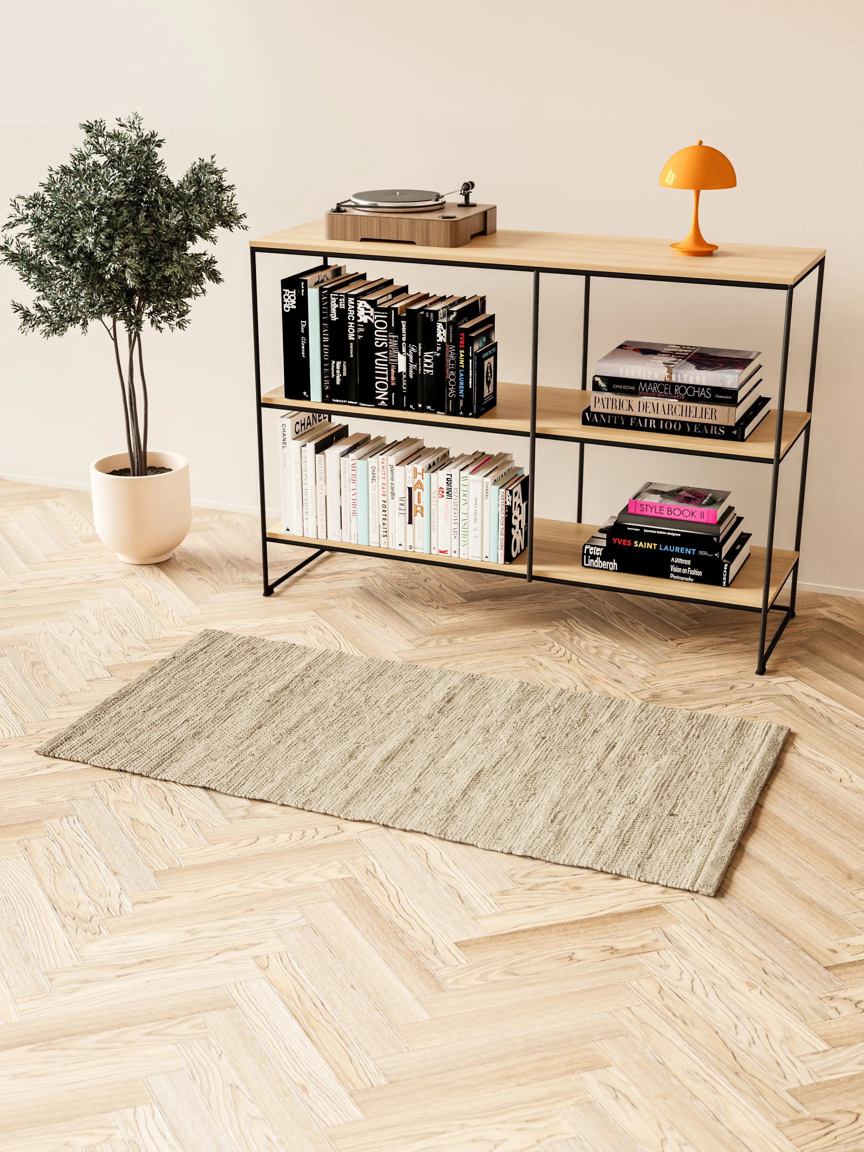 Rug Solid Cotton Rug 170 X 240 Cm, Cashmere