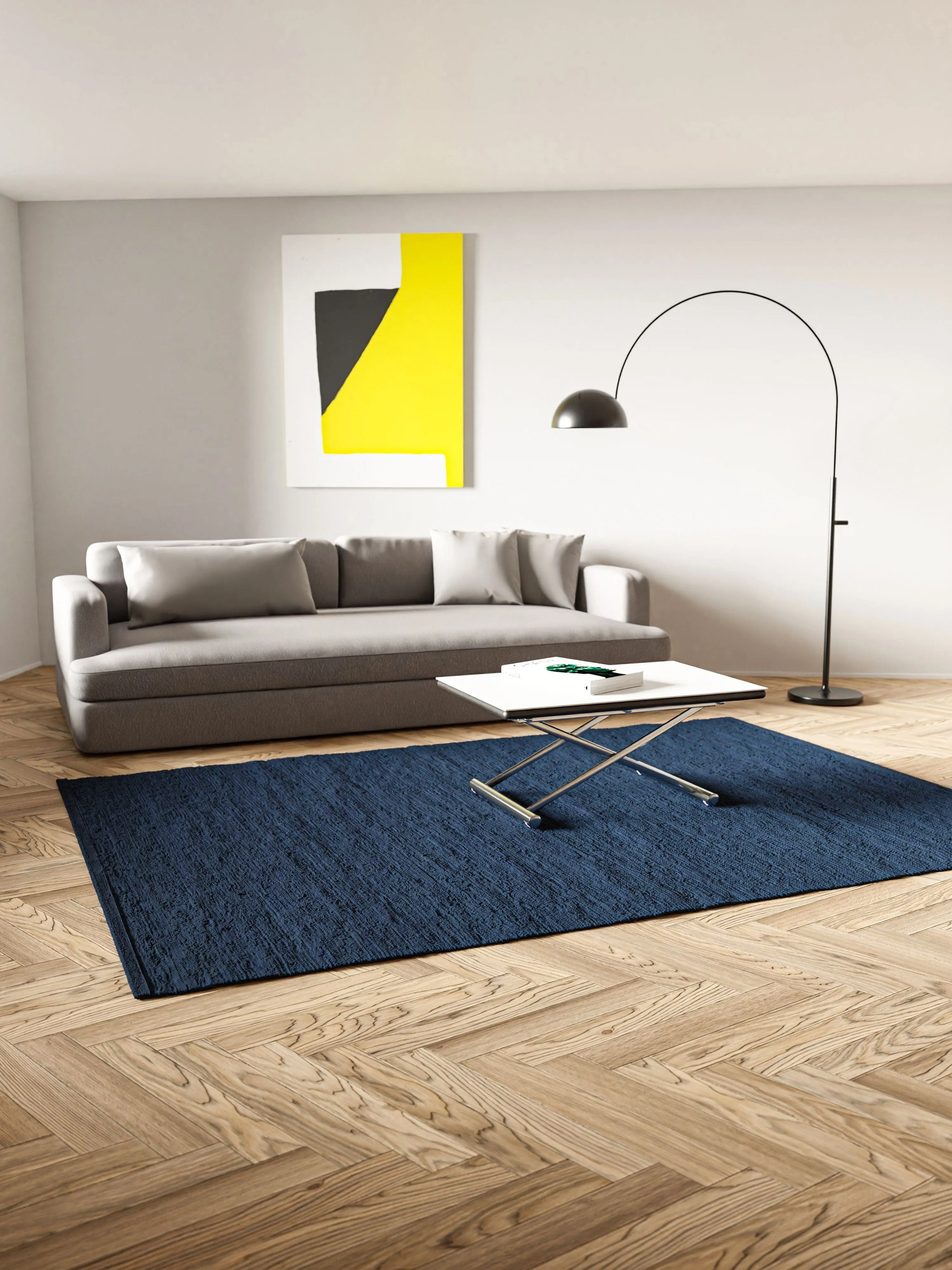 Rug Solid Cotton Rug 75 X 200 Cm, Blueberry