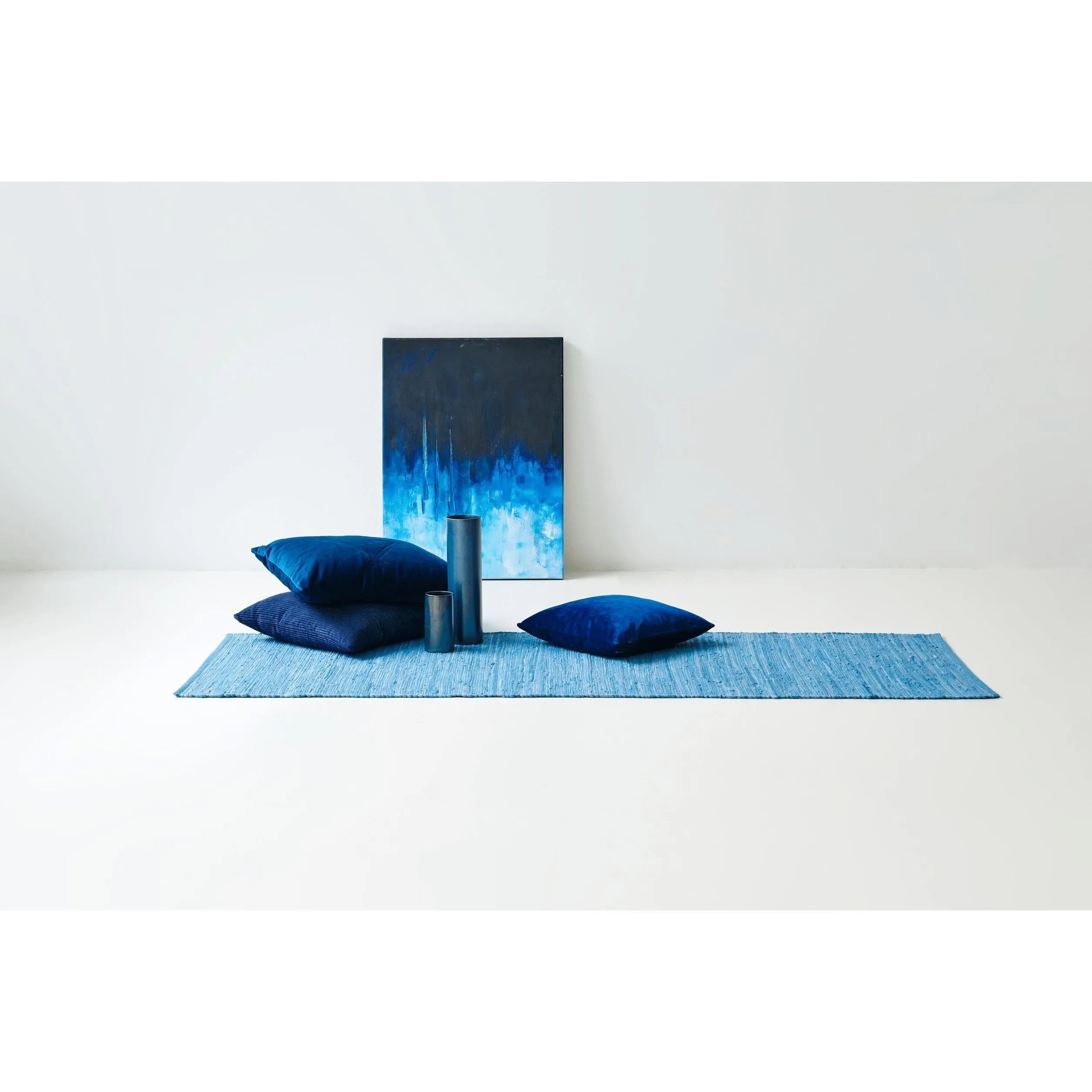 Rug Solid Cotton Rug Eternity Blue, 75 X 200 Cm