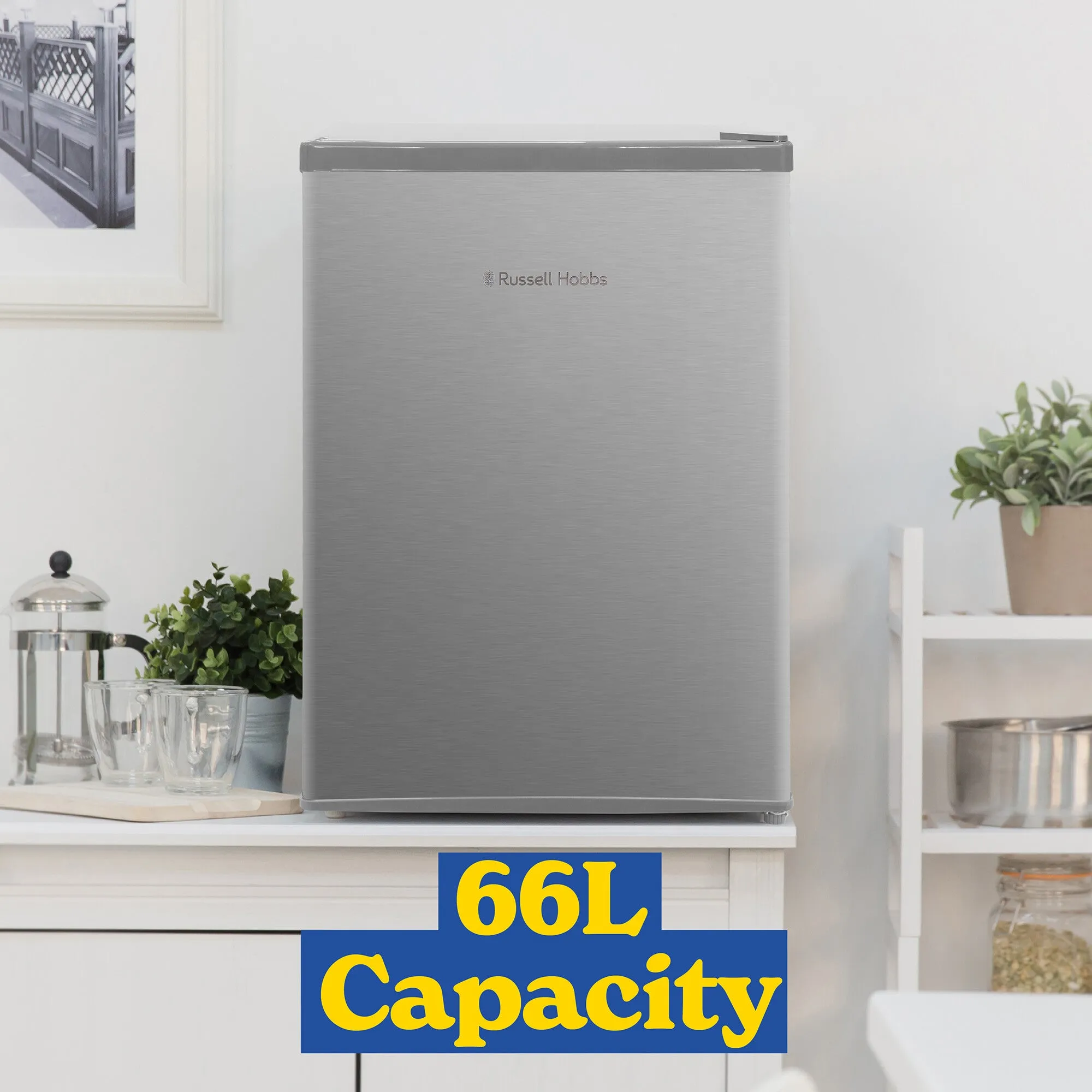 Russell Hobbs RH67TTLF0E1SS fridge Countertop 66 L E Stainless steel