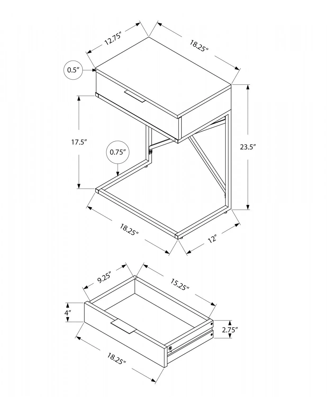 Sienna Side Table - Grey