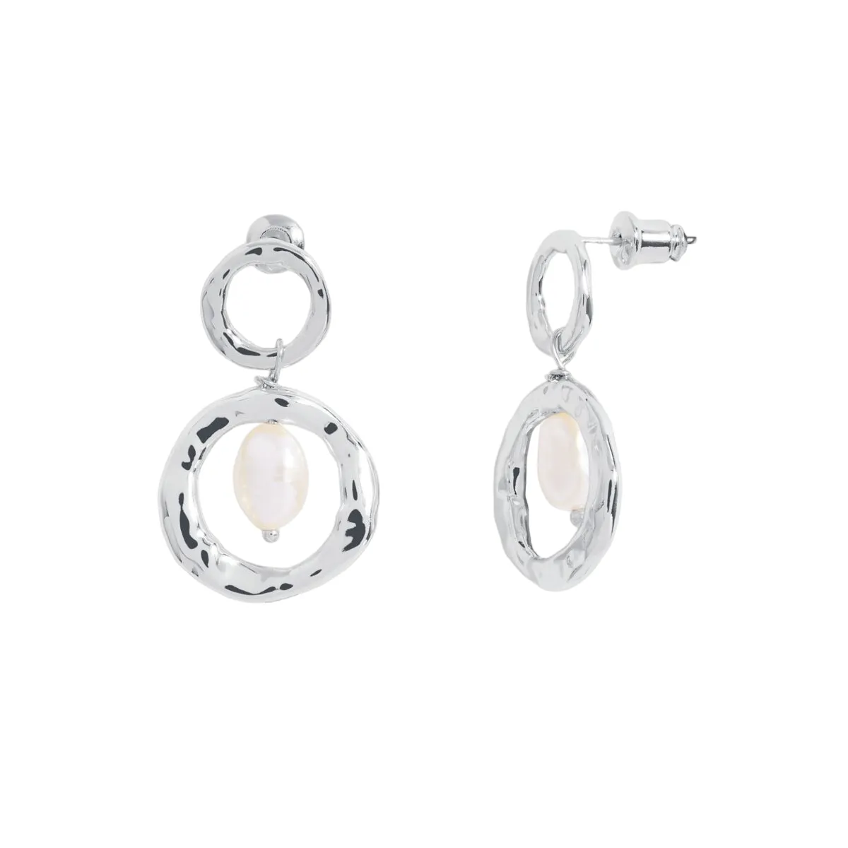 Solaria Baroque Pearl Hoop Earrings | Silver Plated