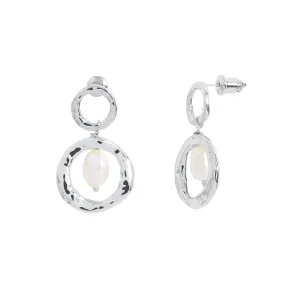 Solaria Baroque Pearl Hoop Earrings | Silver Plated