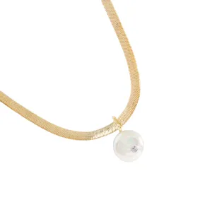 Solaria Coin Pearl Necklace | Gold Plated