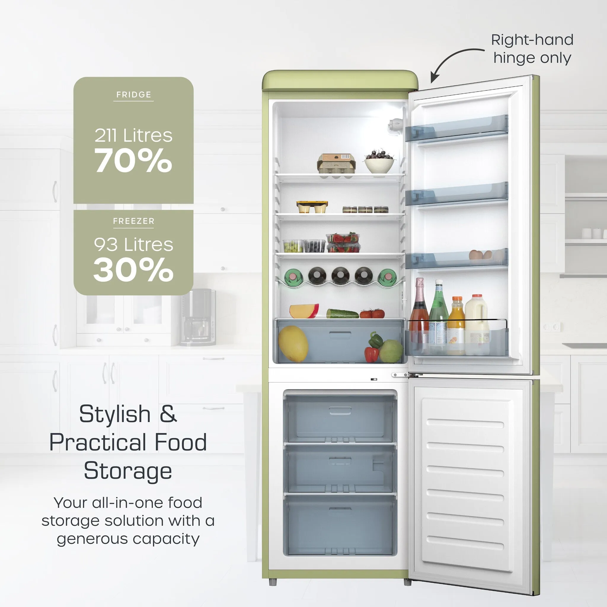 Swan SR11020GNE fridge-freezer Freestanding 304 L E Green