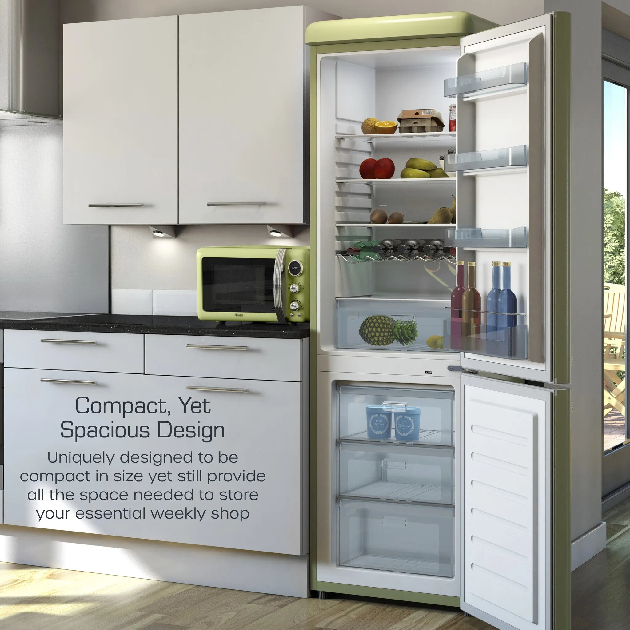 Swan SR11020GNE fridge-freezer Freestanding 304 L E Green