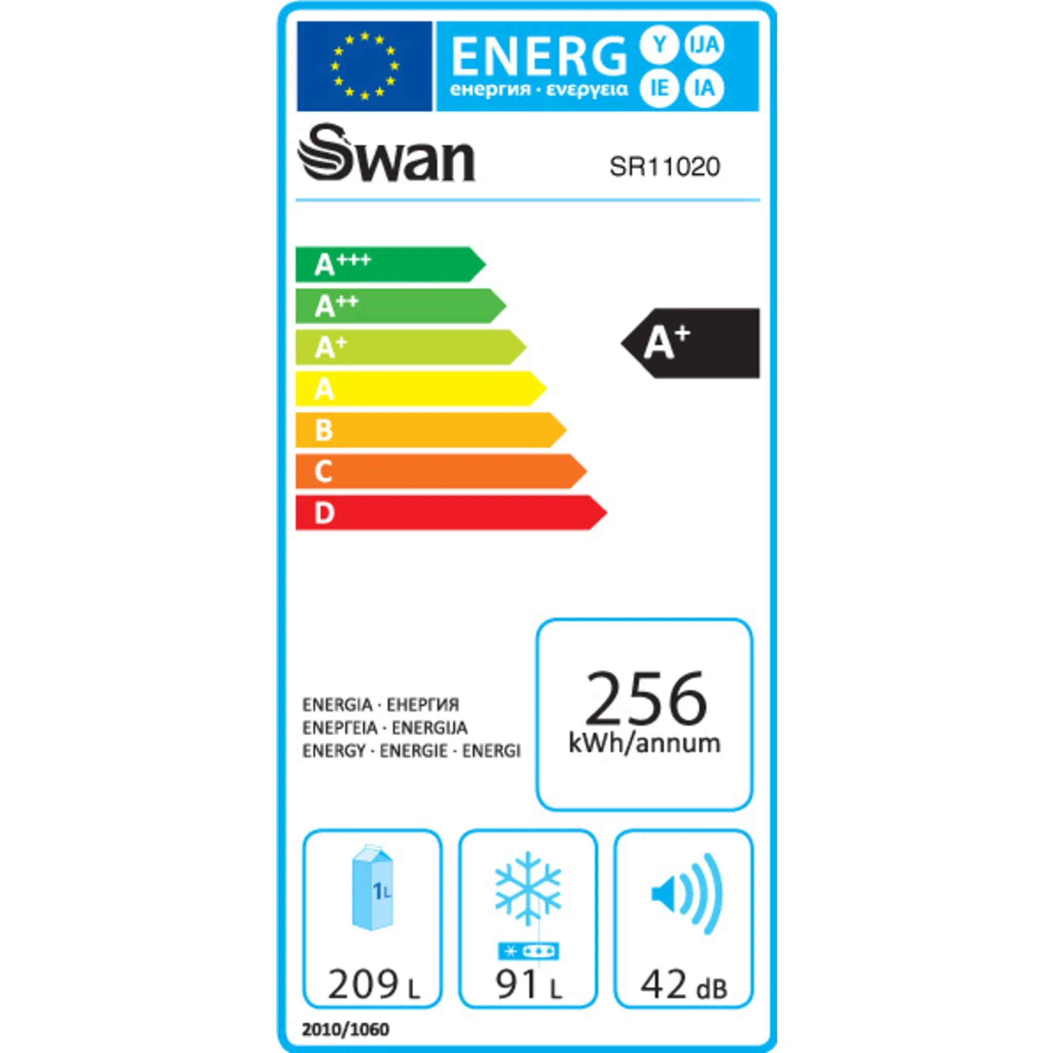 Swan SR11020GNE fridge-freezer Freestanding 304 L E Green