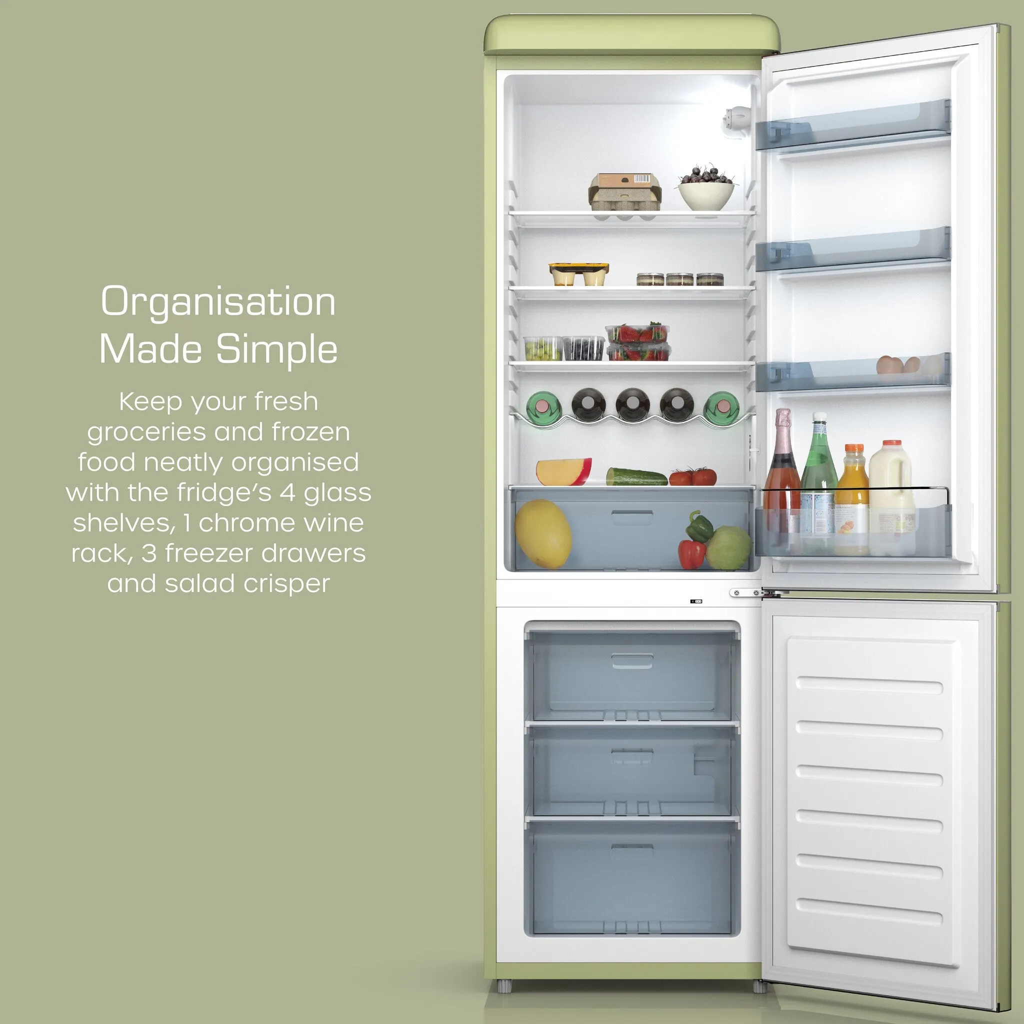 Swan SR11020GNE fridge-freezer Freestanding 304 L E Green