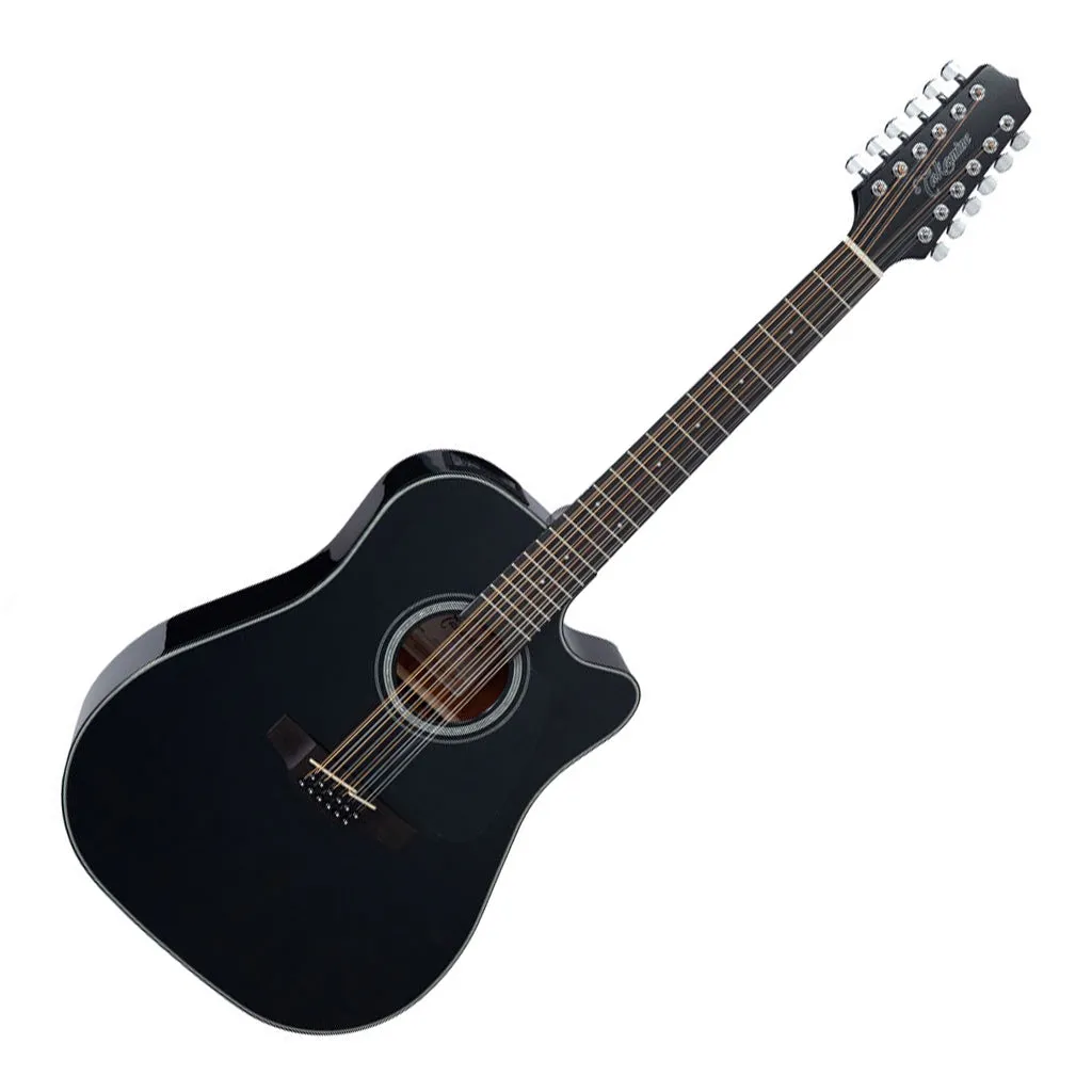 Takamine GD30 Series 12 String Dreadnought AC/EL Guitar with Cutaway in Black Gloss Finish