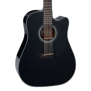 Takamine GD30 Series 12 String Dreadnought AC/EL Guitar with Cutaway in Black Gloss Finish