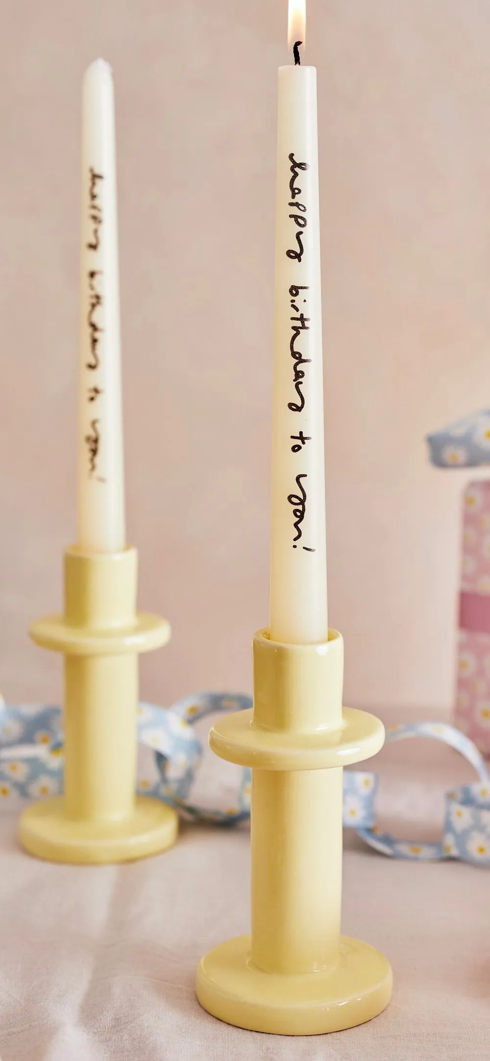 Tall Yellow Candle Holder